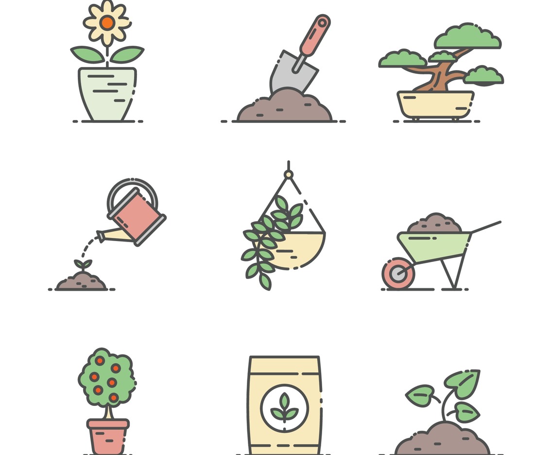 Outline Gardening Icon Set