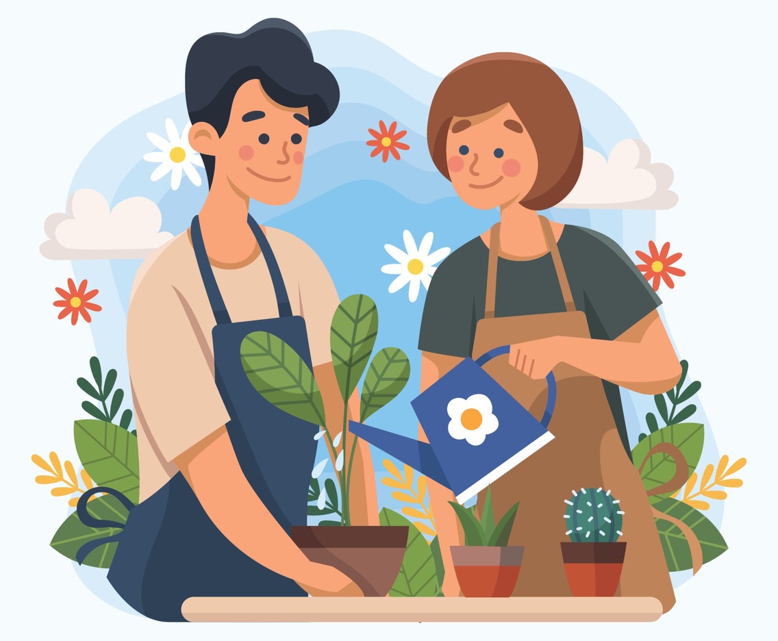 A Couple Enjoy Planting And Gardening