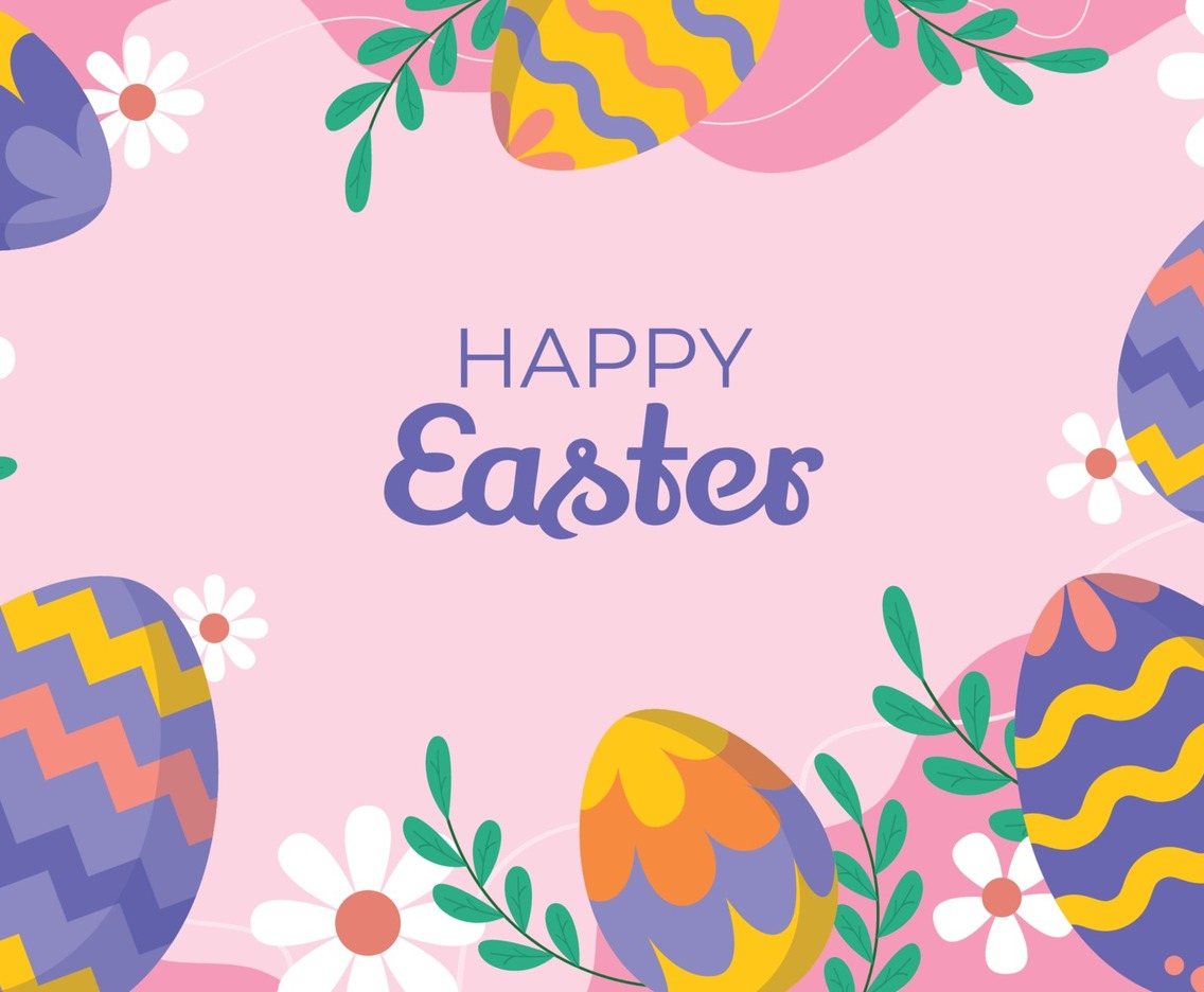 Colorful Easter Egg Flat Background Design