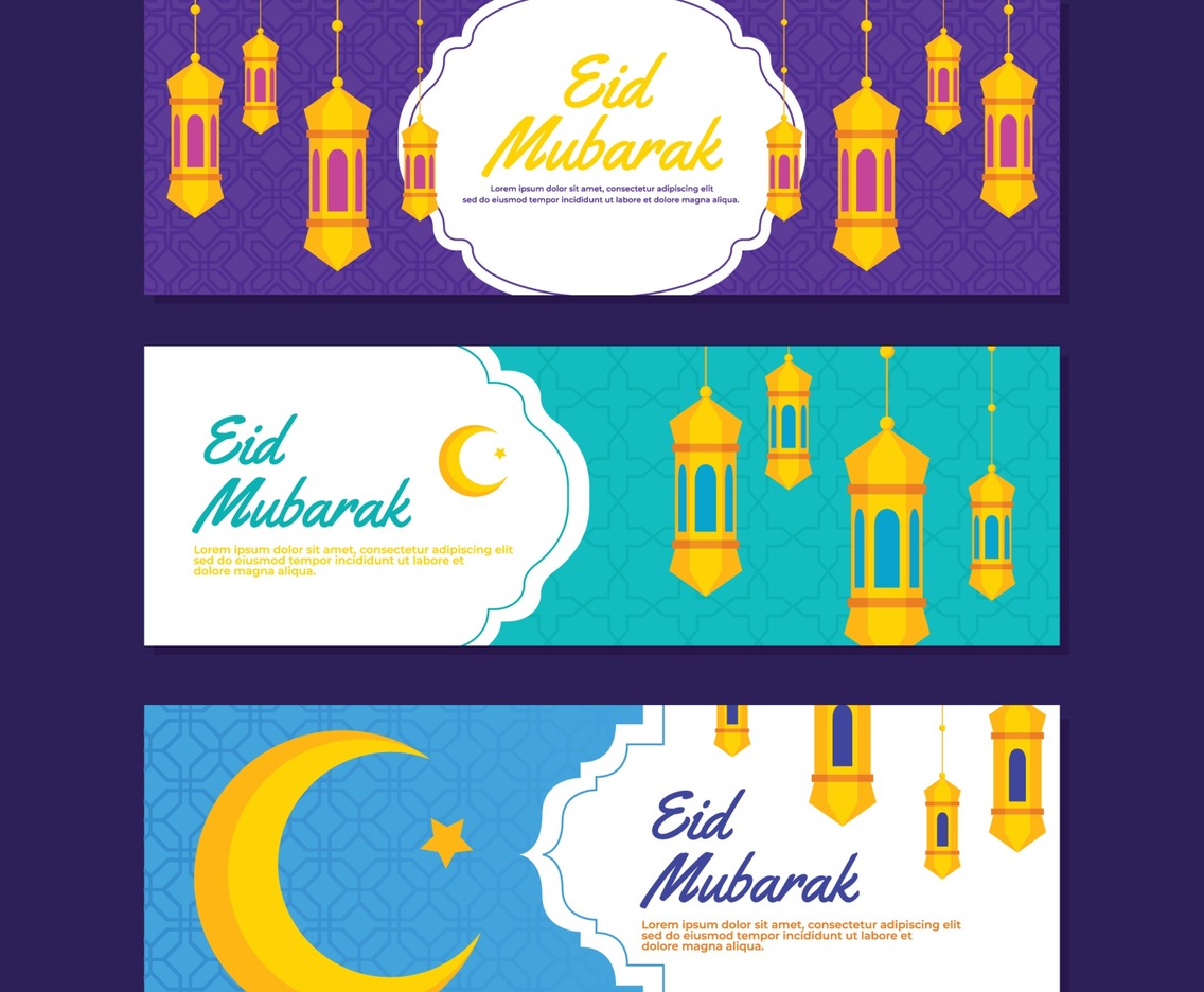 Eid Mubarak Greeting Banner Set