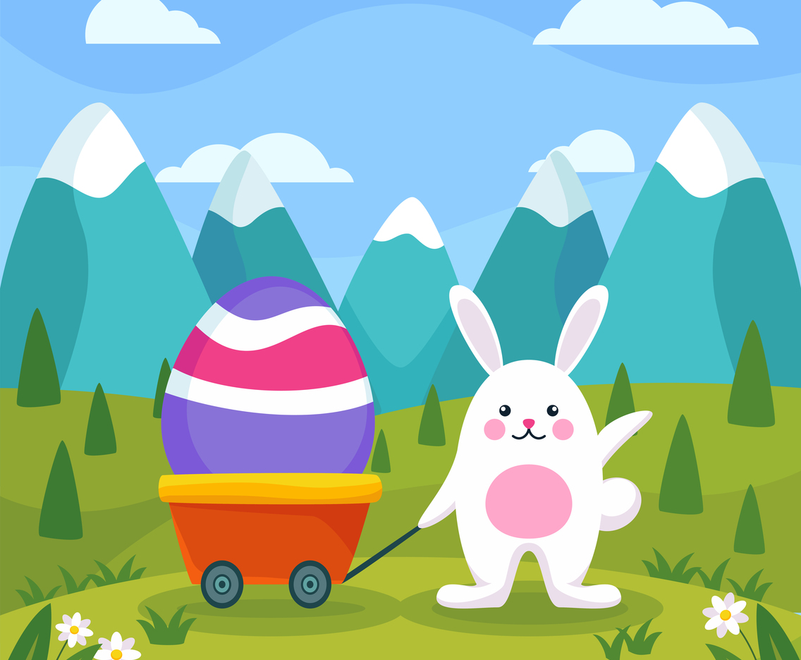 The Rabbit Attracts Large Eggs in the Garden