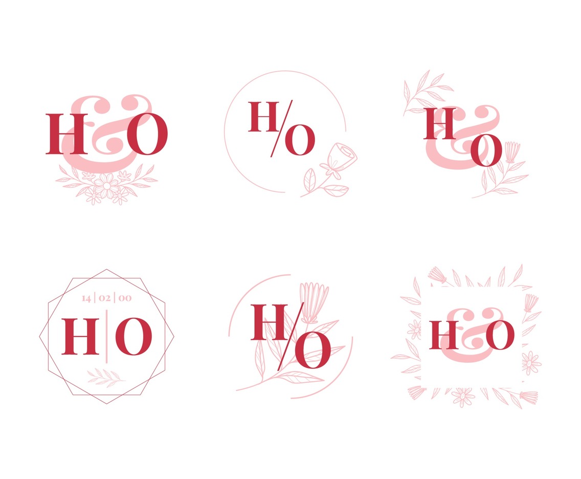 Wedding Monogram with Pink Color