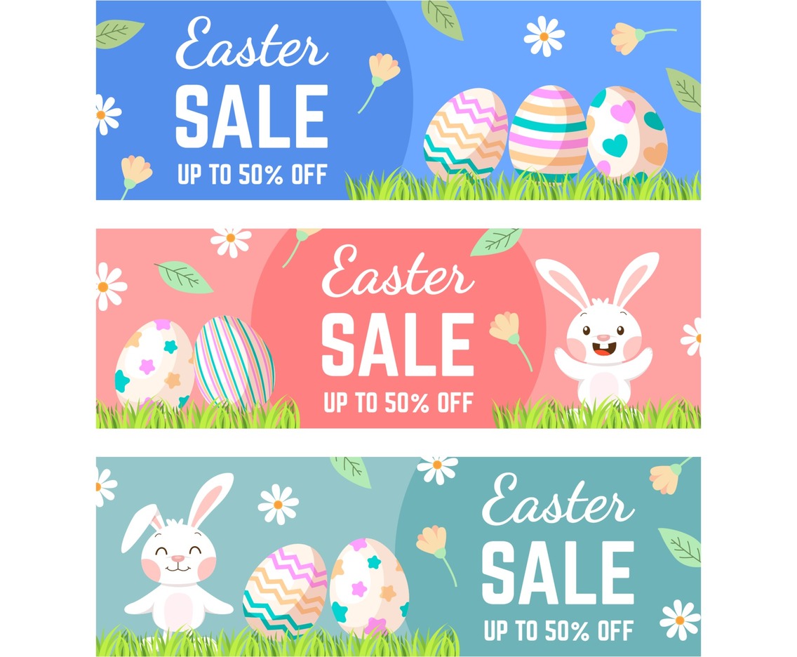 Easter Sale BannerCollection in Flat Design