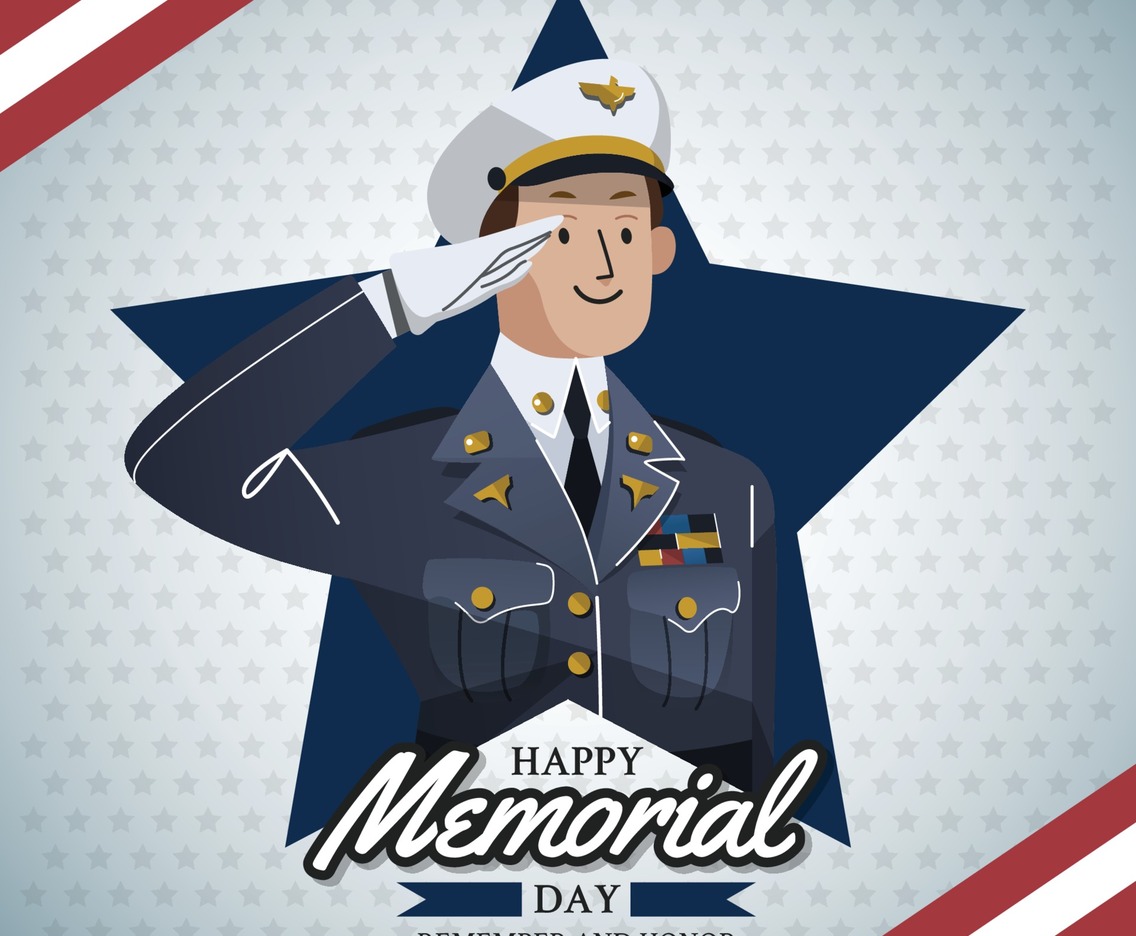 Respectfull Soldier With American Flag Pattern