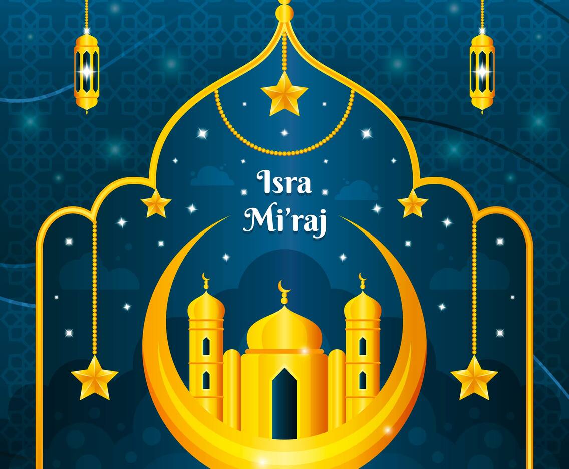 Elegant Blue Gold Isra Miraj Festivity Concept