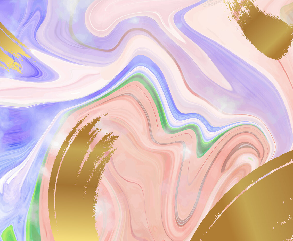 Liquid Pink Purple Gold Strokes Watercolor Background
