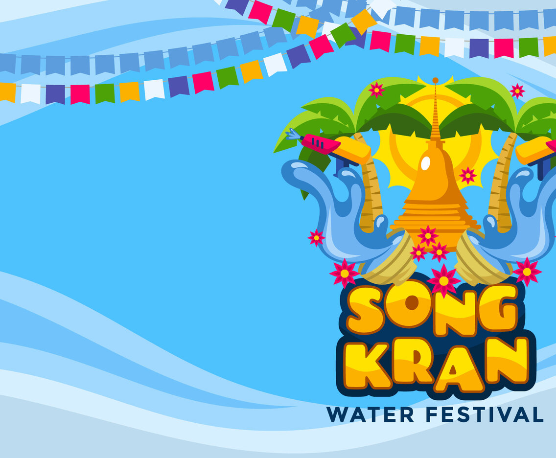The Great Traditional Songkran Water Festival Background