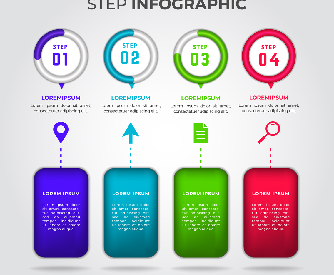 3d Step Business Infographic