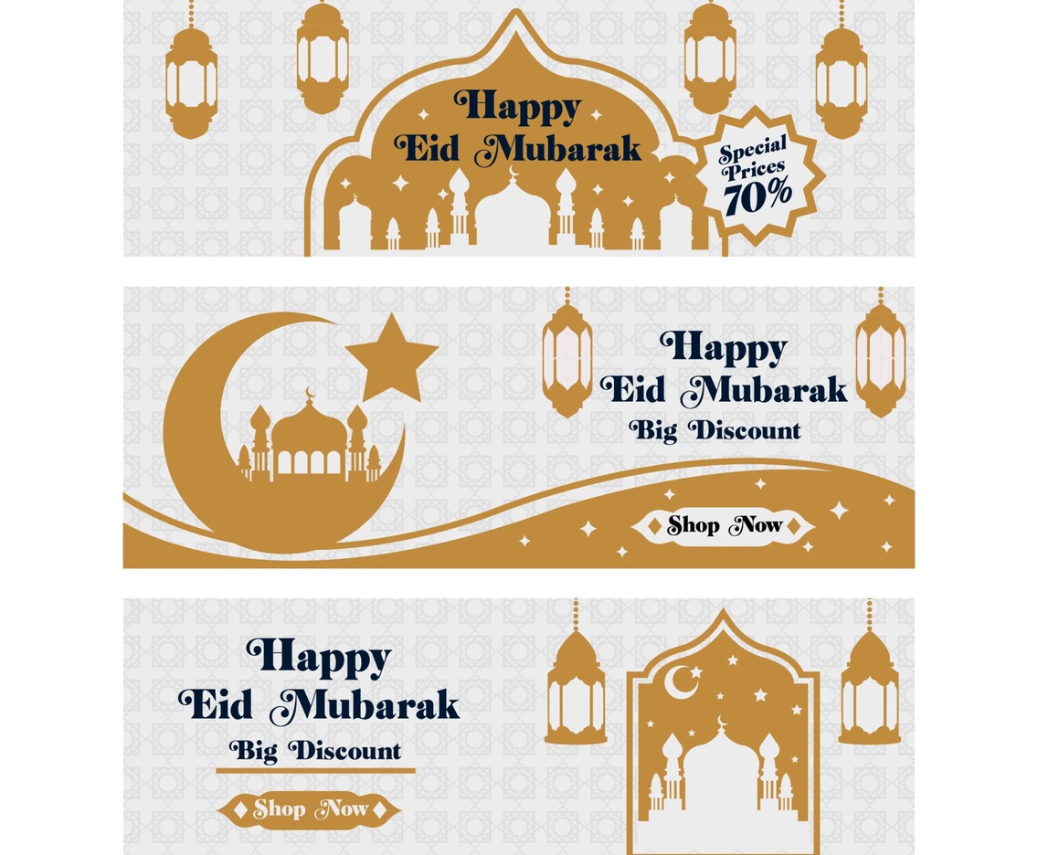 Set of Happy Eid Mubarak Marketing Banners