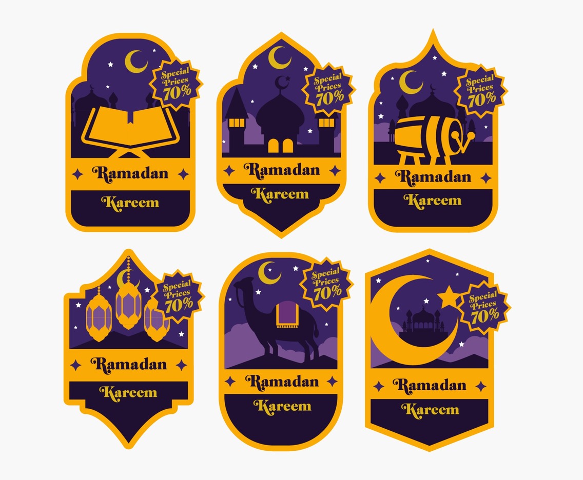 Set of Ramadan Marketing Labels