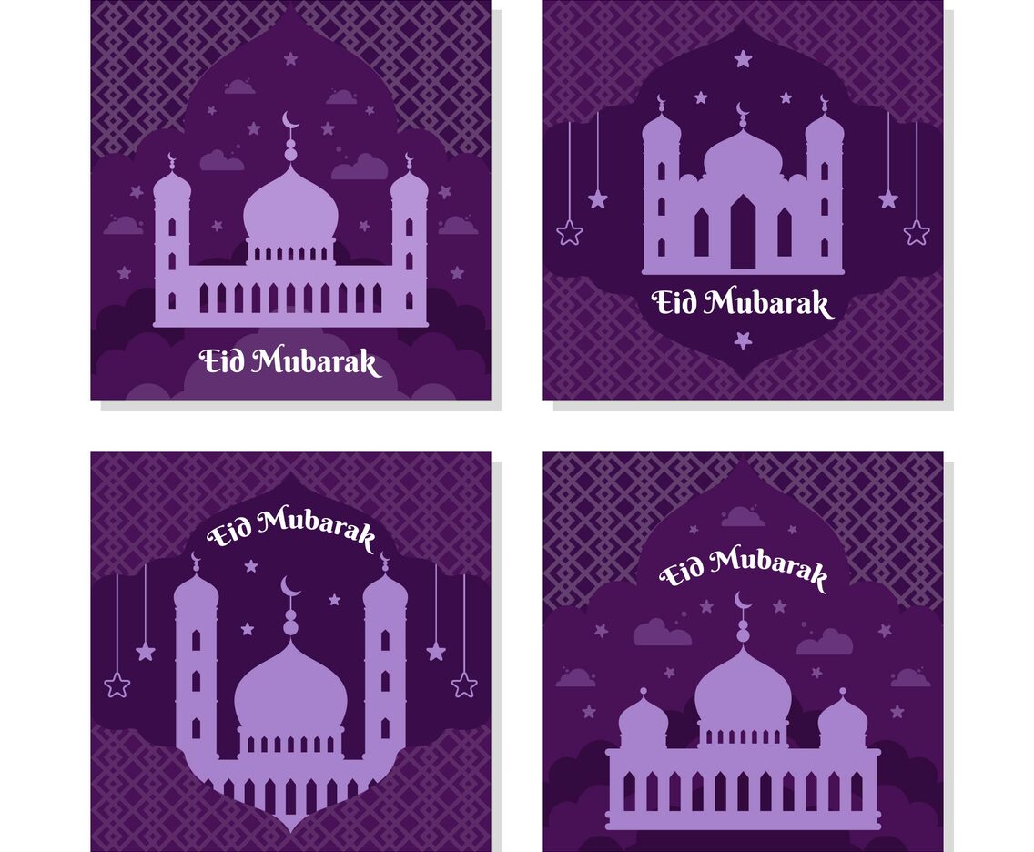 Purple Silhouette Eid Mubarak Card Collection