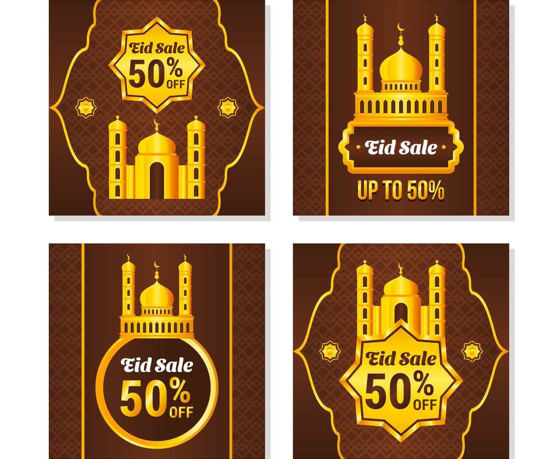 Elegant Brown Gold Eid al Fitr Marketing Tools