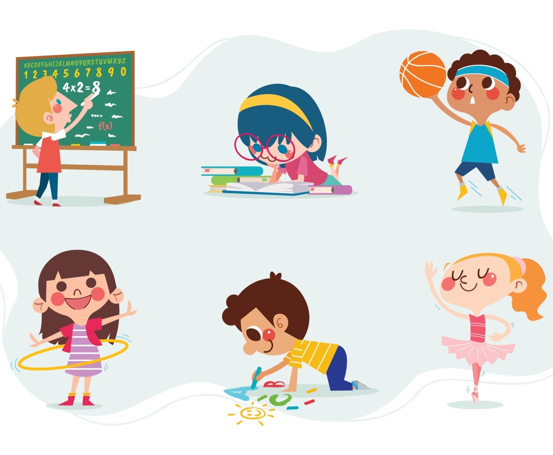 Cute Kids Character with School Activities