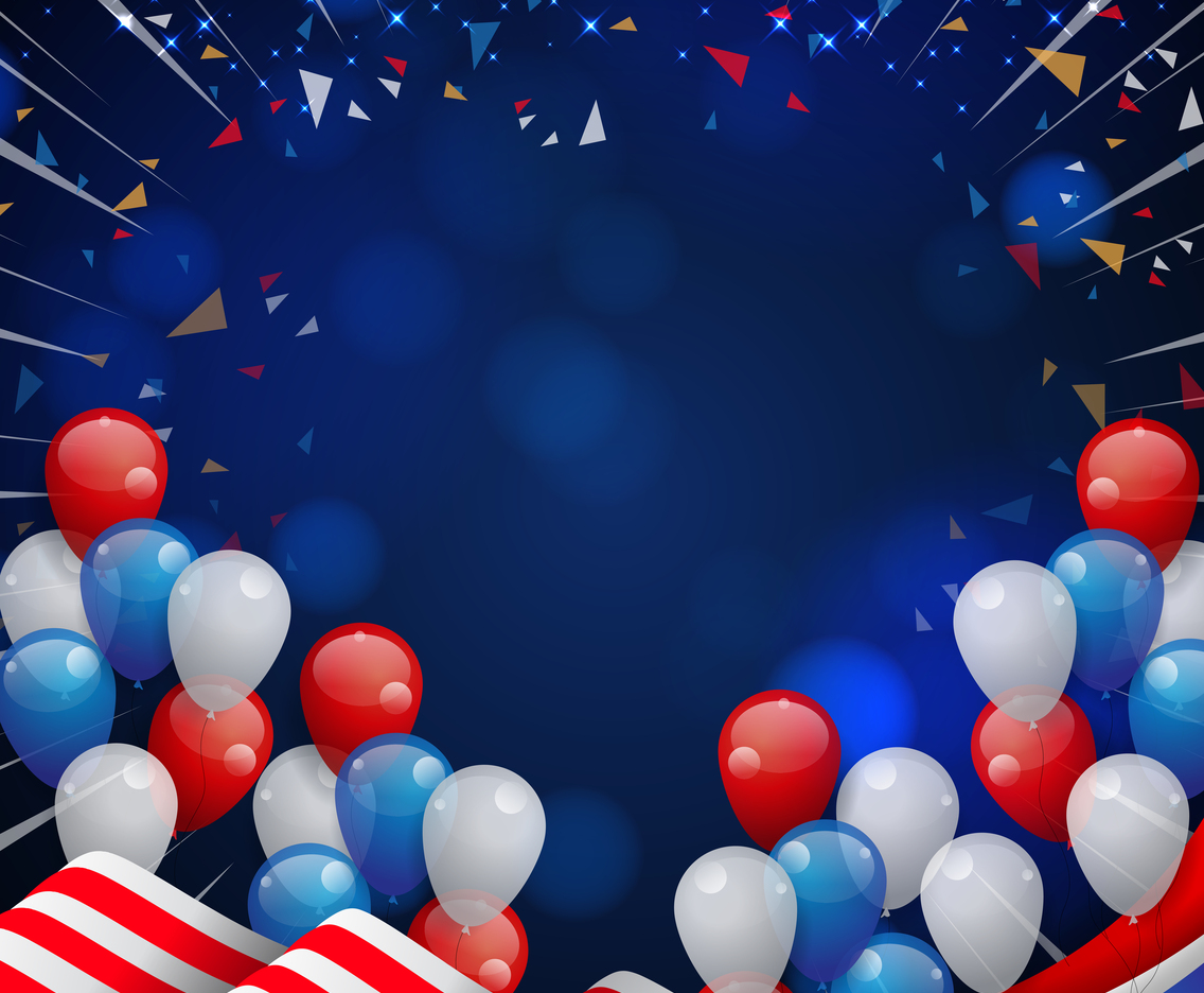 America Independence Day With Realistic Balloon and Flag