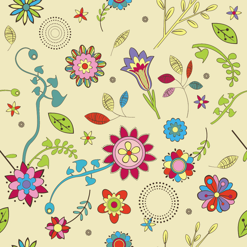 Cute Flowers Wallpaper Pattern Vector