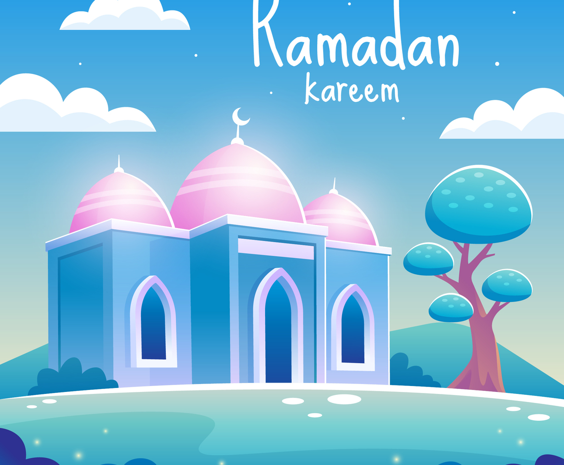 Beautiful Ramadan Kareem Mosque at Night