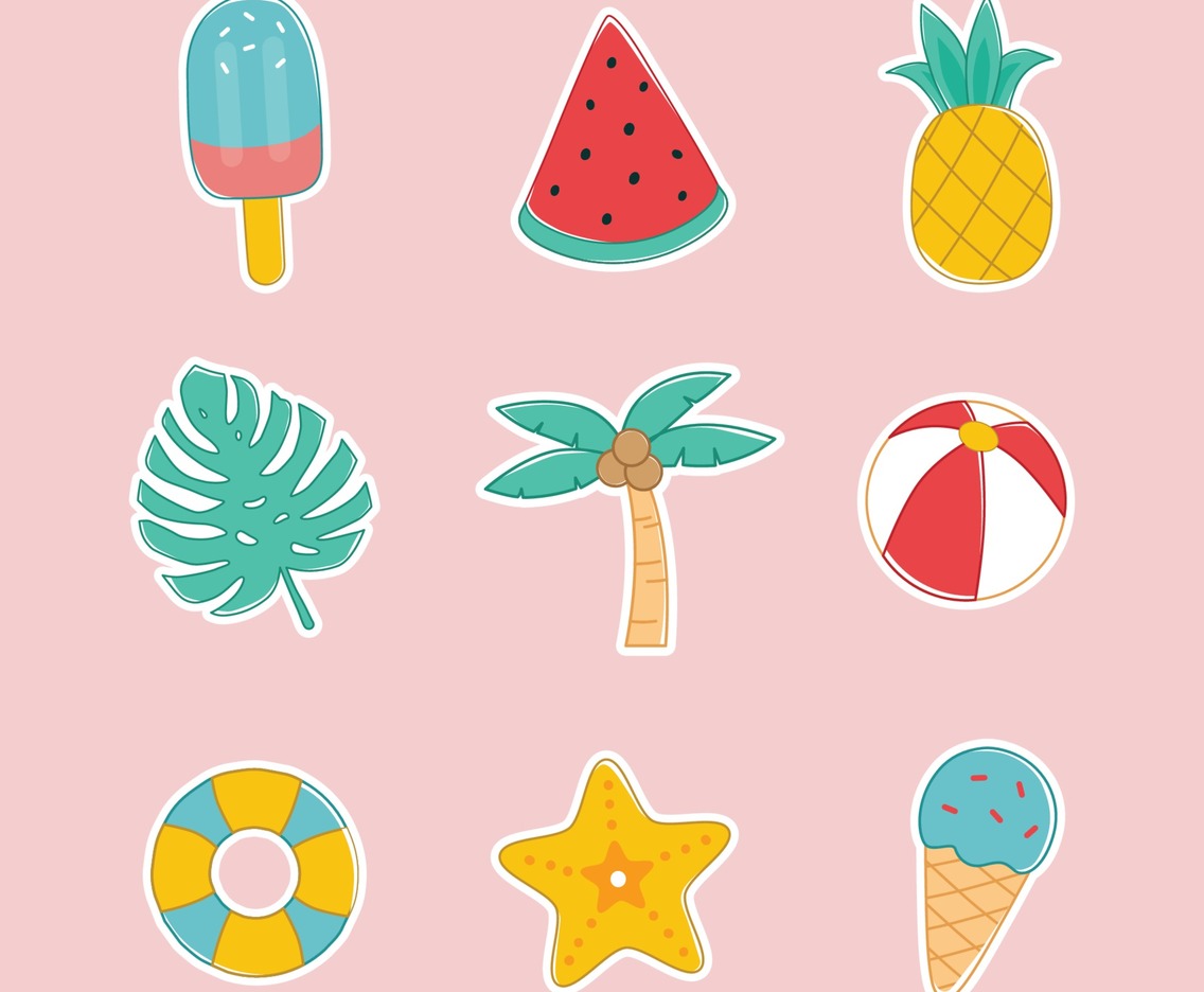 Hand Drawn Summer Sticker Set