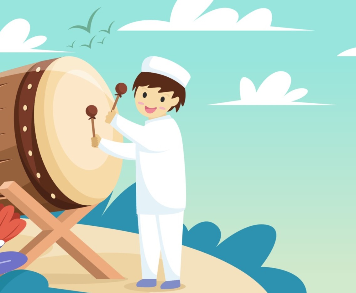 Child Hitting Bedug Background