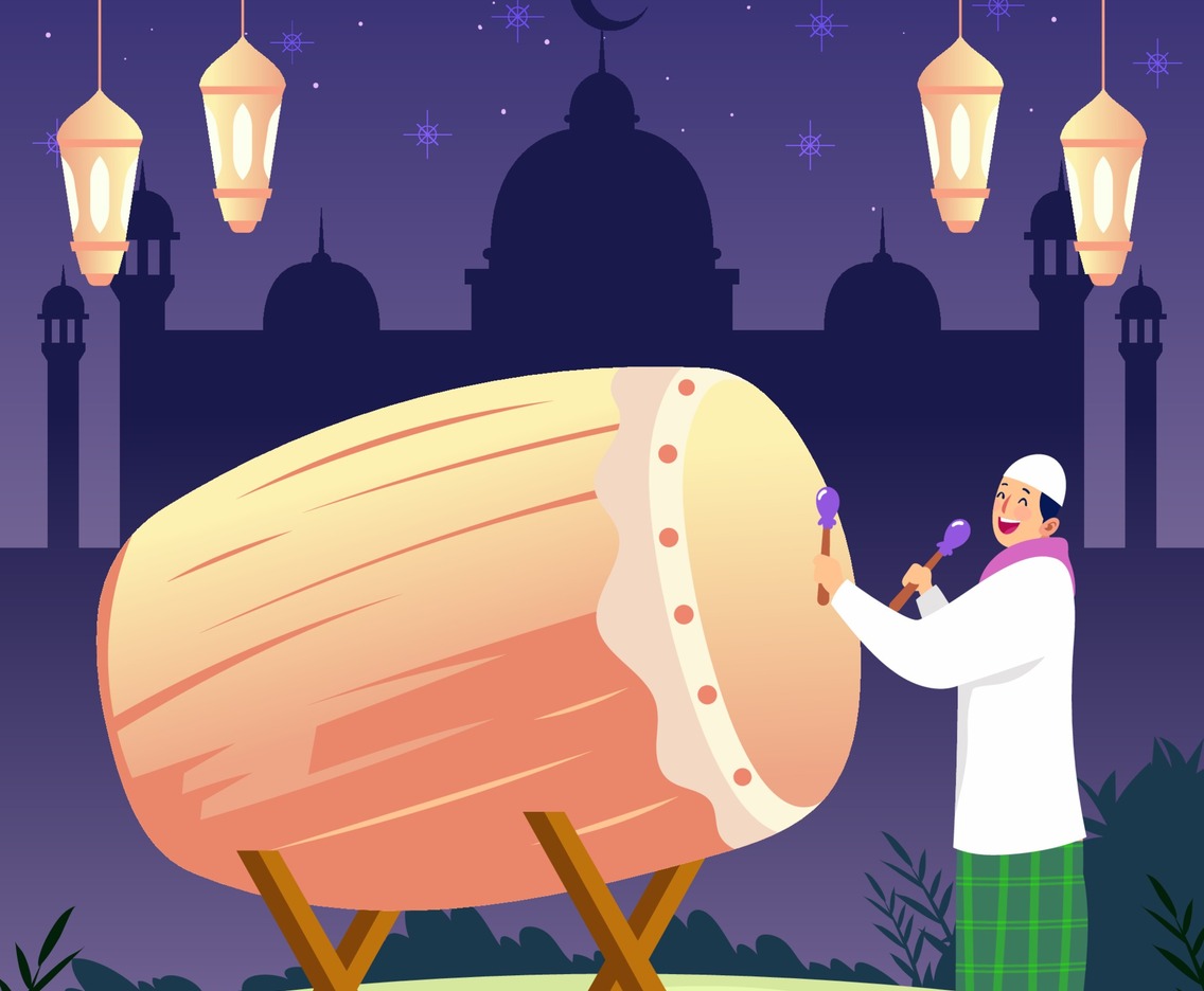 Muslim Boy Hitting Bedug