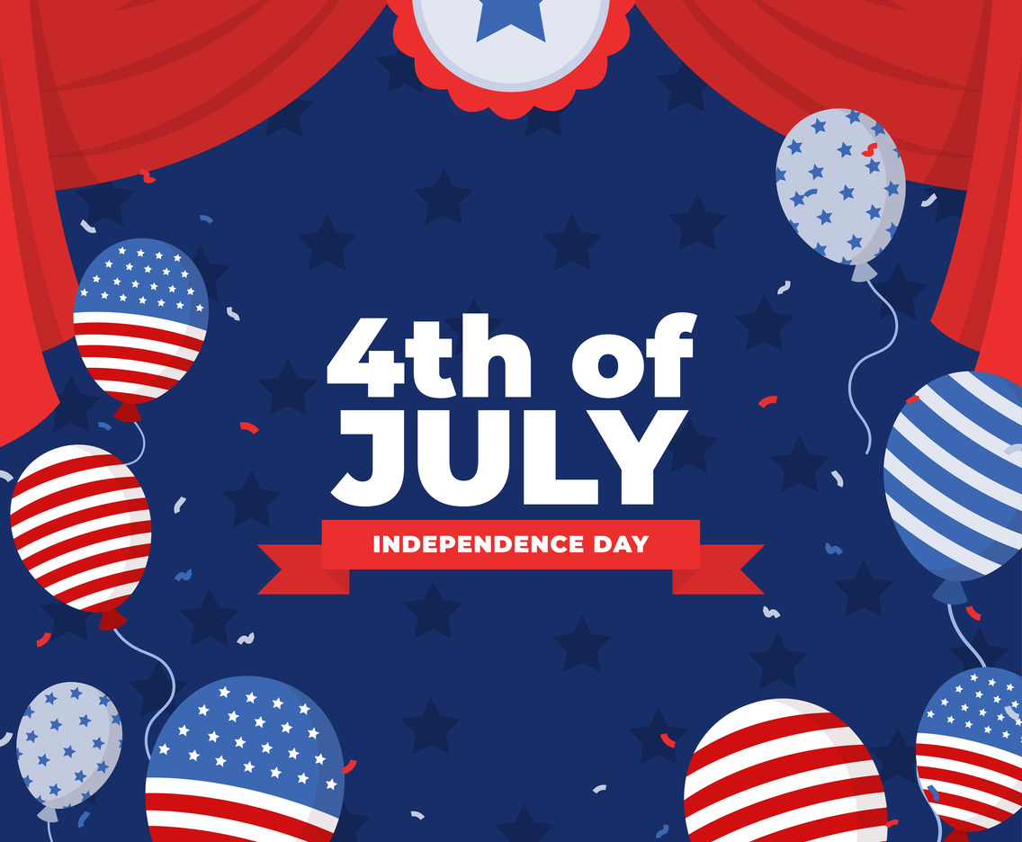 4th July Festivity Flat Background Design