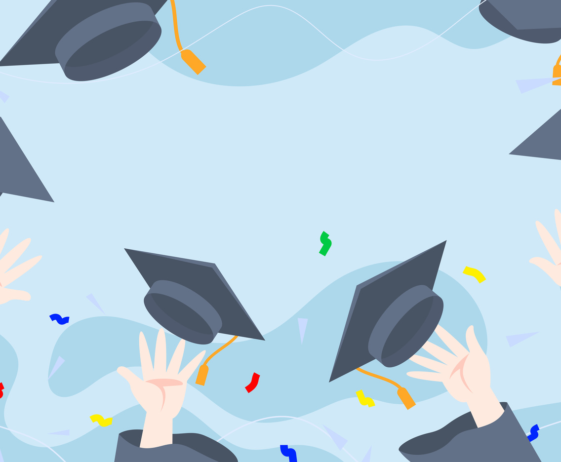 Graduation Hat Flat Background Design
