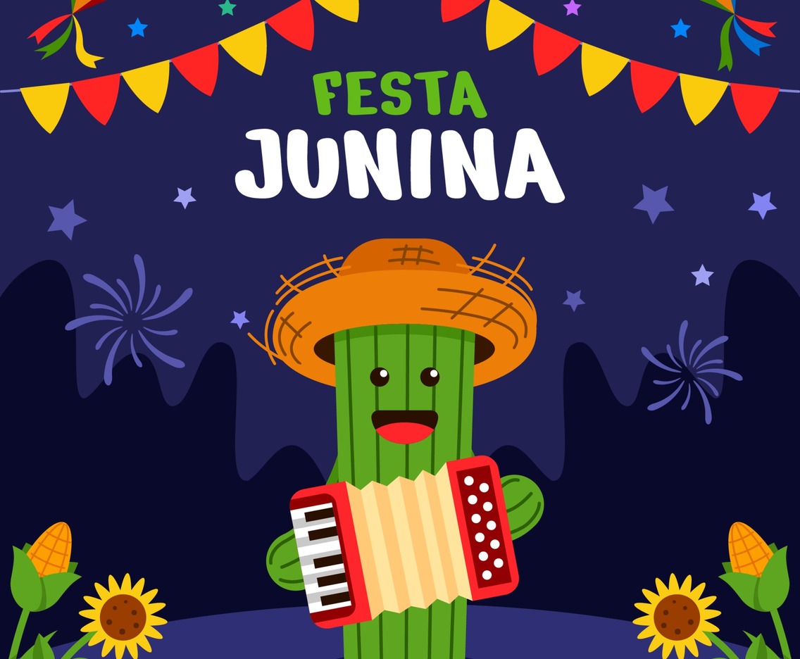 Festa Junina Celebration with Cactus Character