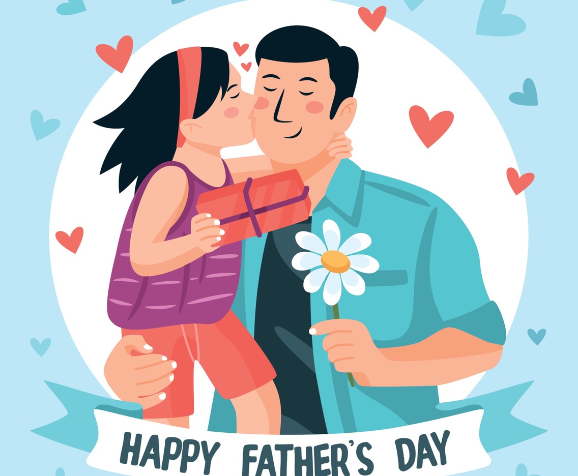 Kiss The Cheek During Happy Fathers Day Celebration