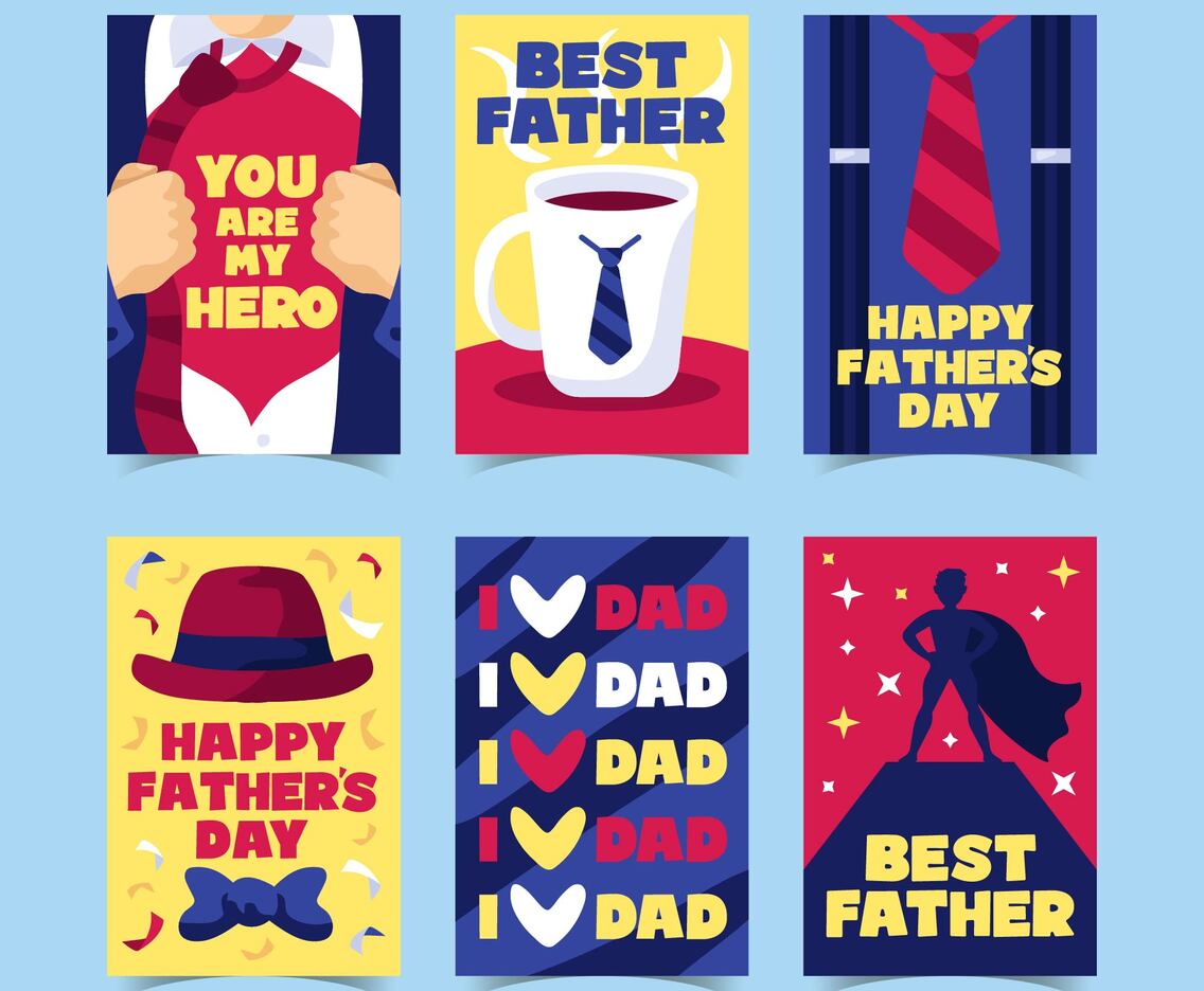 Set of Modern Greeting Cards for Father's Day
