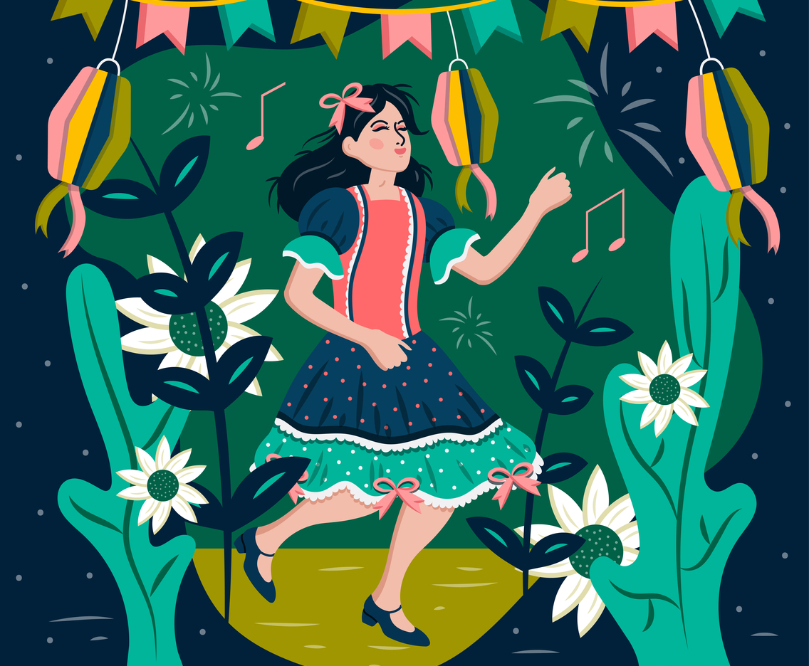 Dancing Woman Celebrating Festa Junina Festival