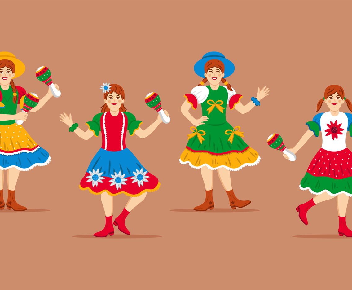 Set of Woman Character for Festa Junina