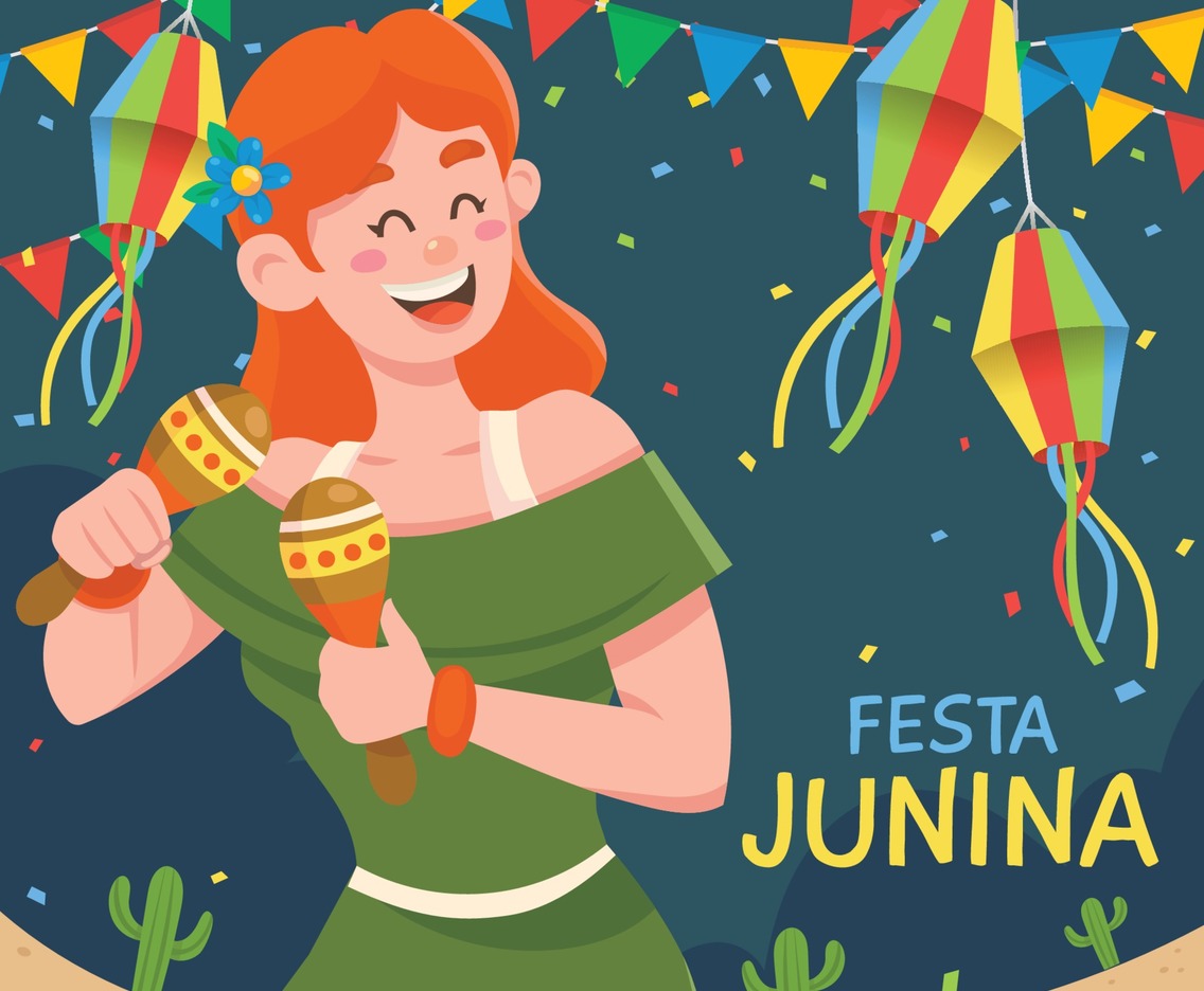 Festa Junina with Woman Playing Maracas on Festival