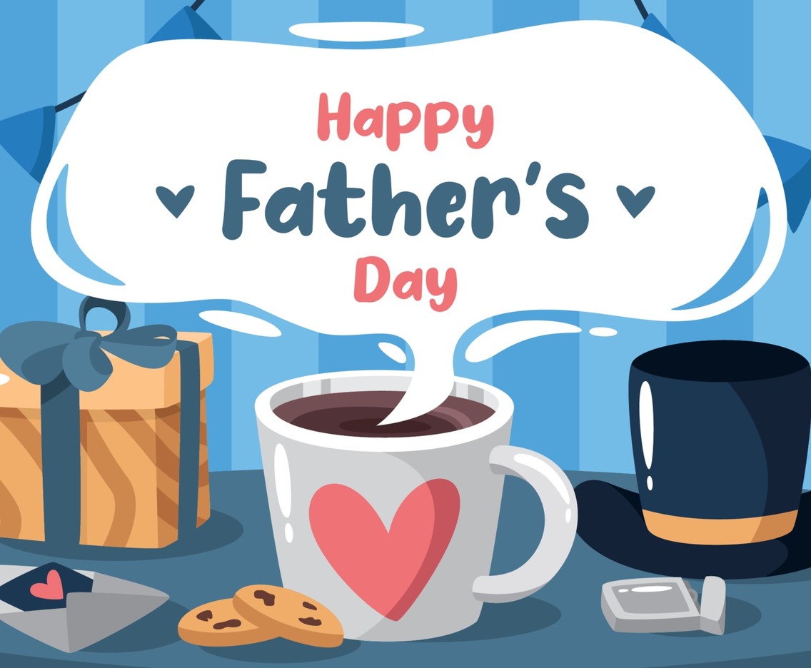 Flat Father's Day Surprise Concept