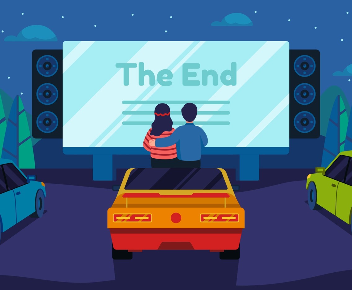 Couple Dating in Drive-in Theater