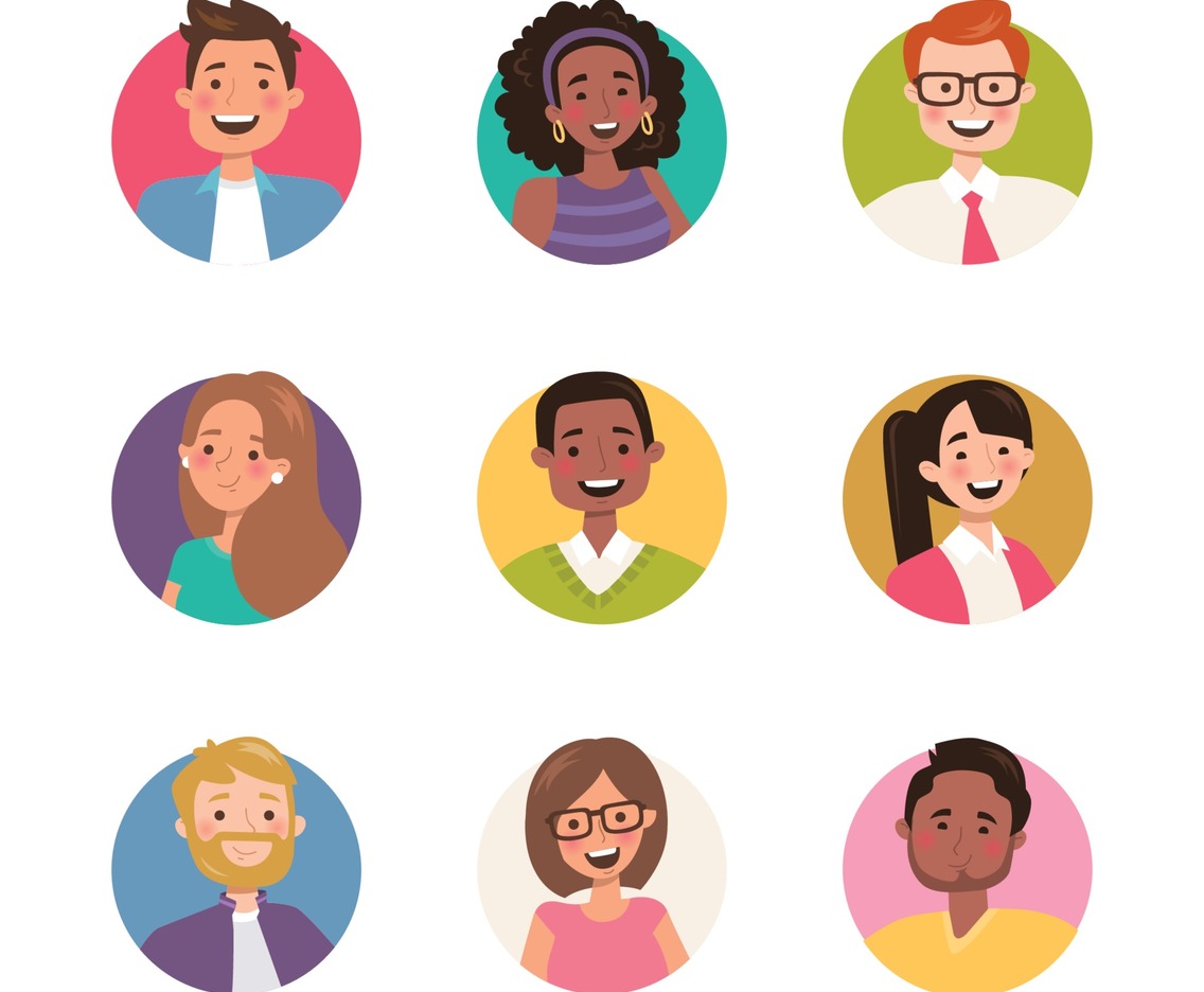 Cute Smiling Women and Men Avatar