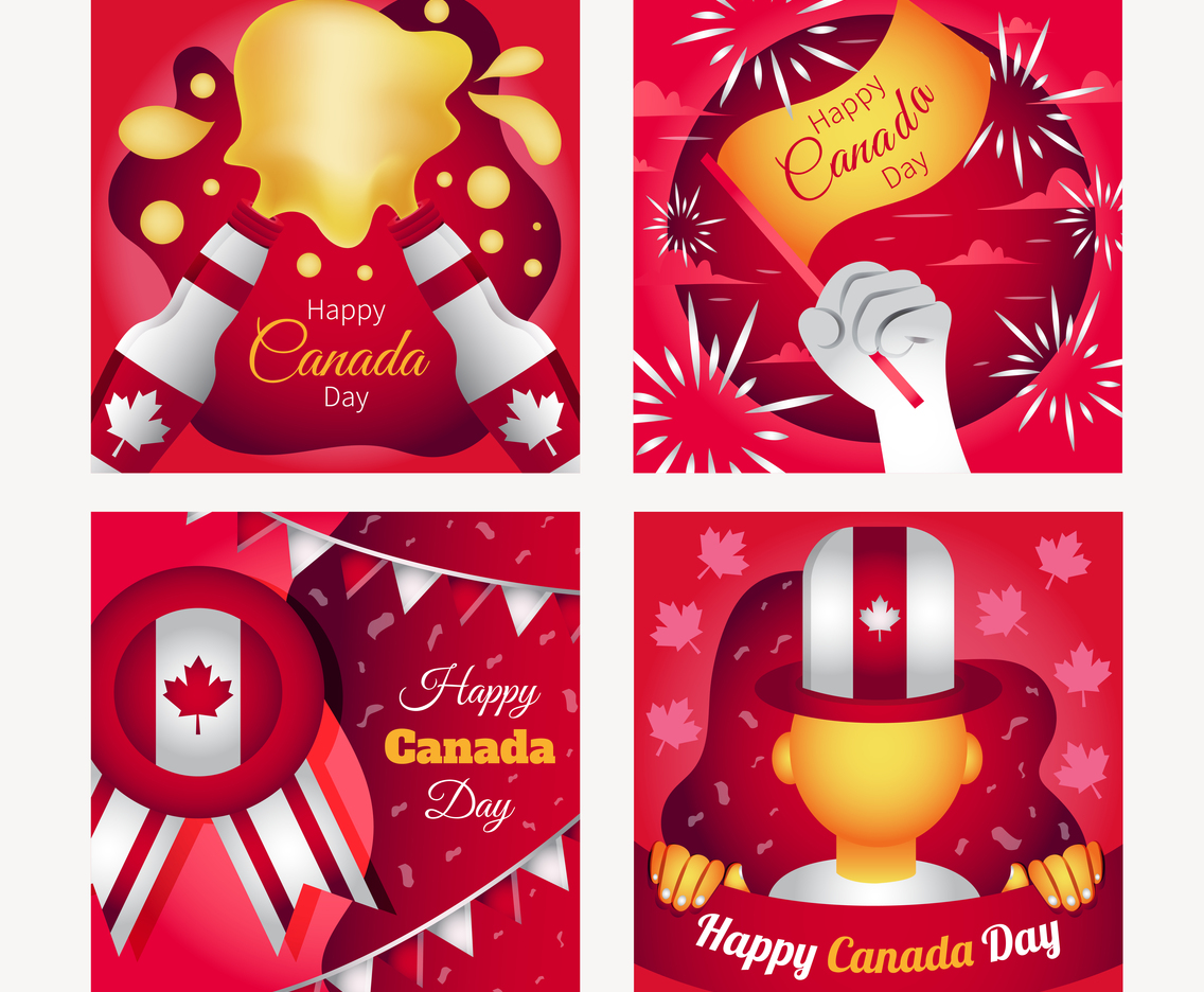 Set of Happy Canada Day Card