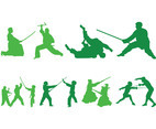 Fighting People Silhouettes