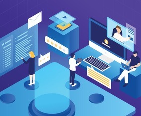 Isometric People Working with Technology Illustration