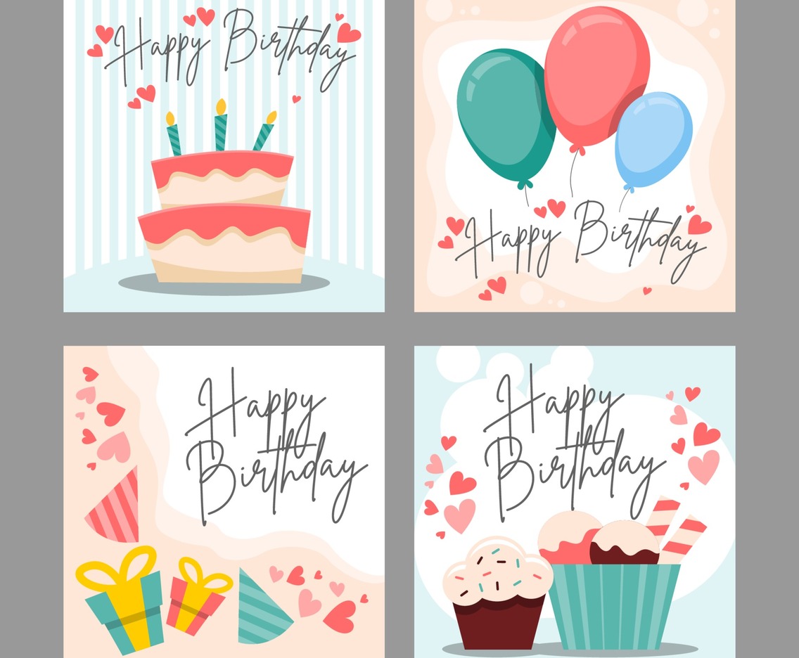 Happy Birthday Celebration Card Set