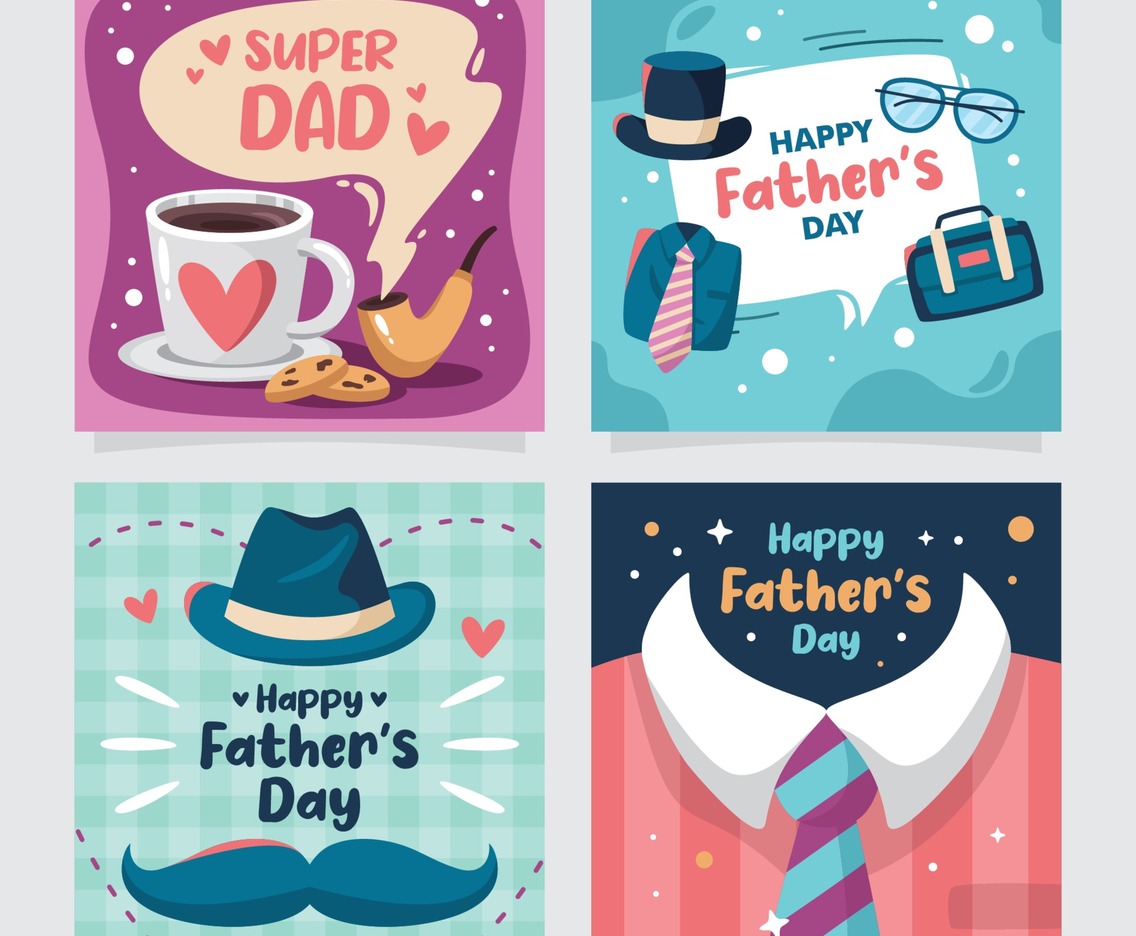 Fathers Day Greeting Card with Decorative Element