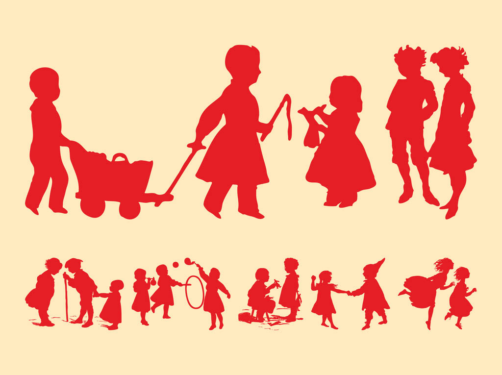 Playing Kids Silhouettes