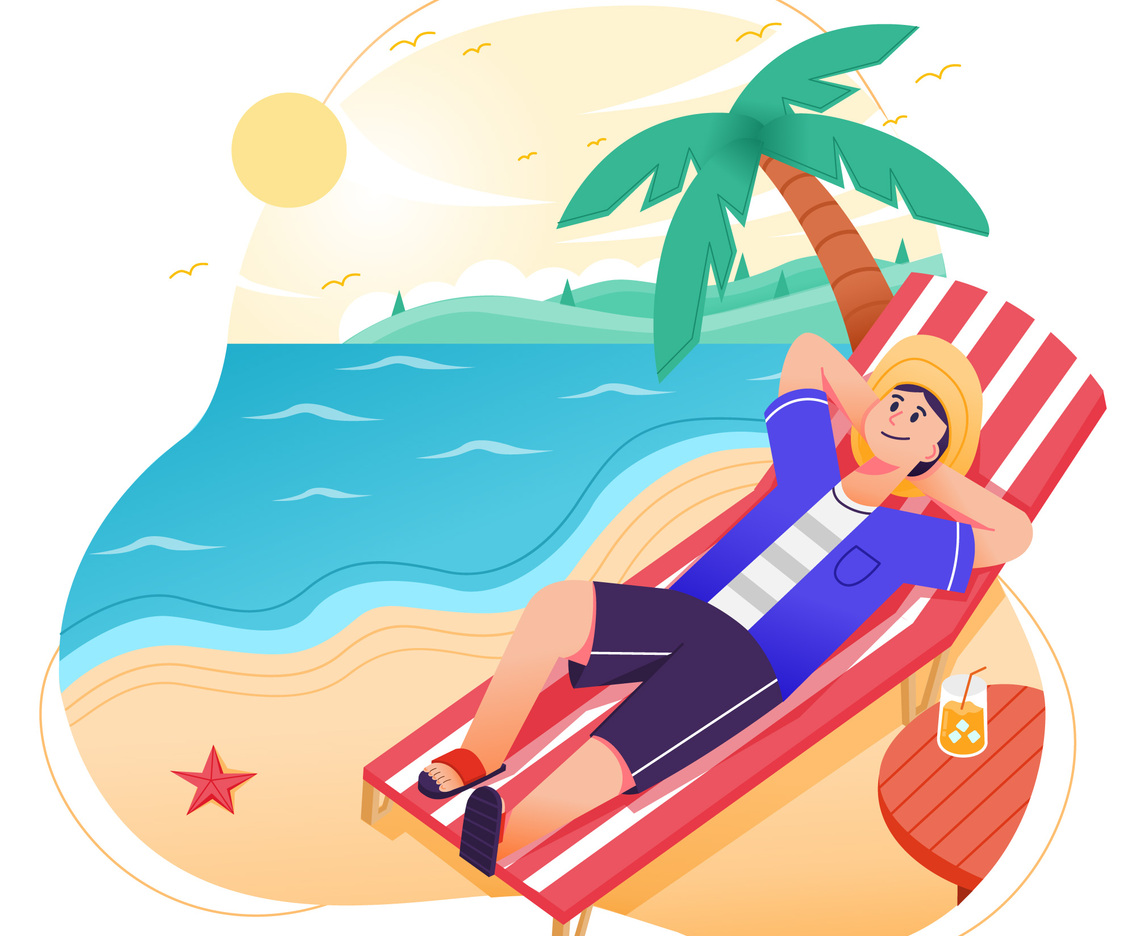 Man Enjoying Summer at Beach