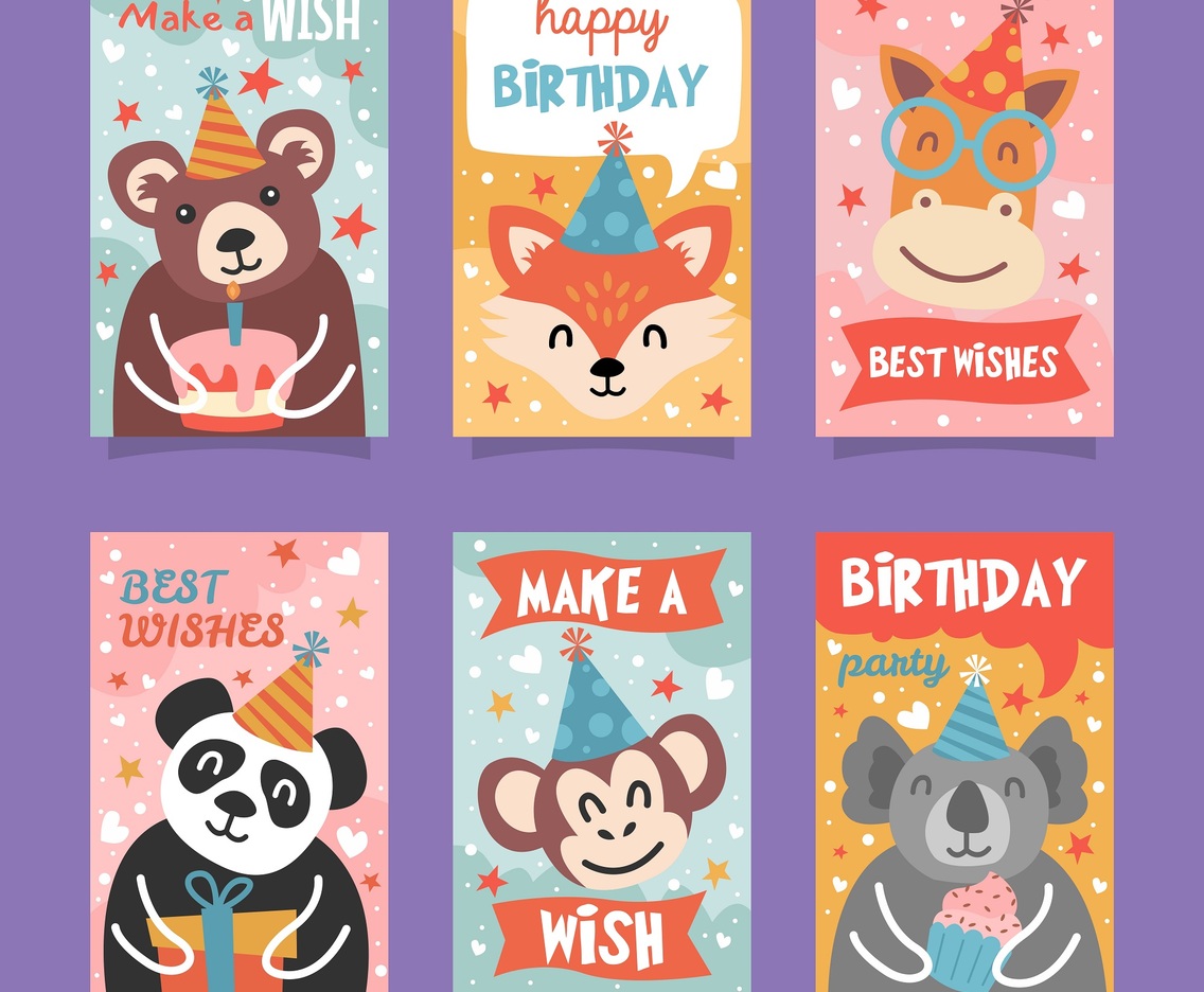 Cute Animal Birthday Card Collection