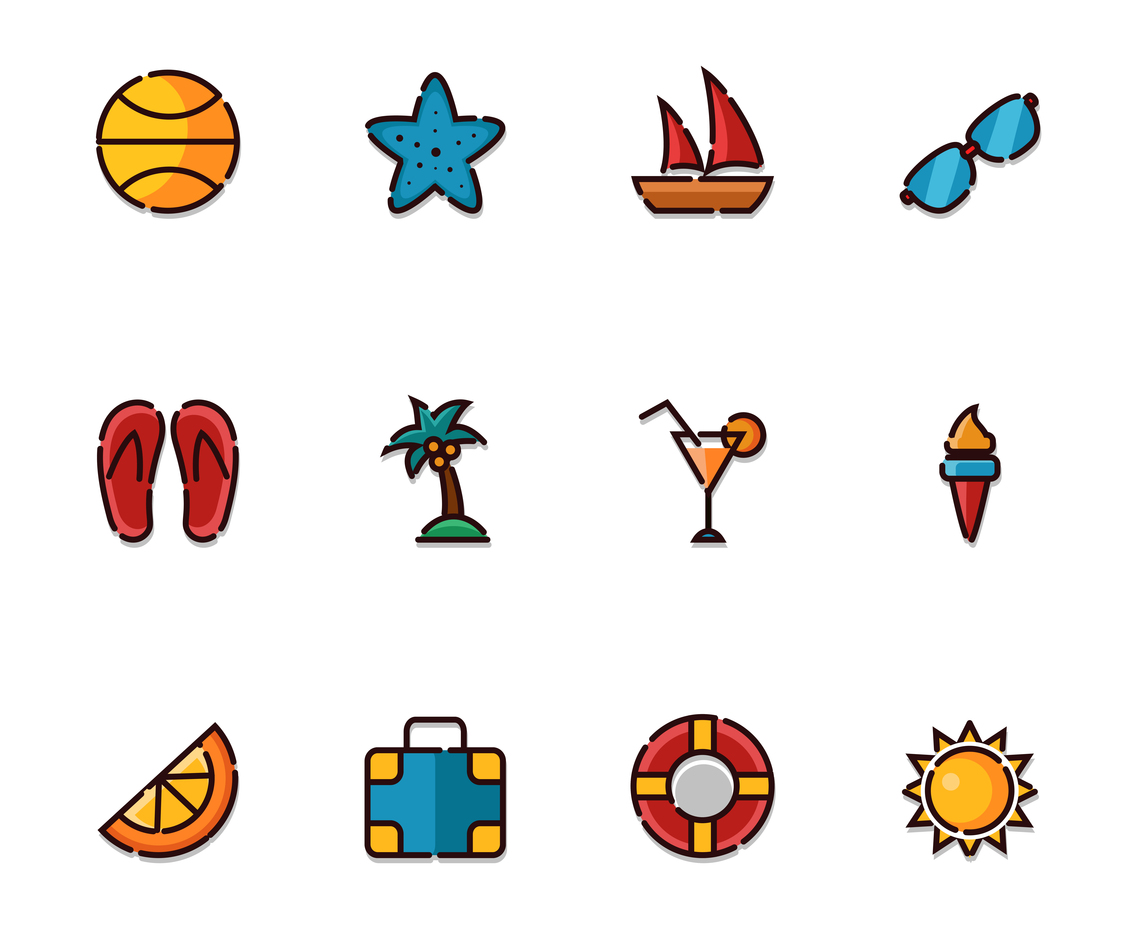 Cute Summer Icon Set