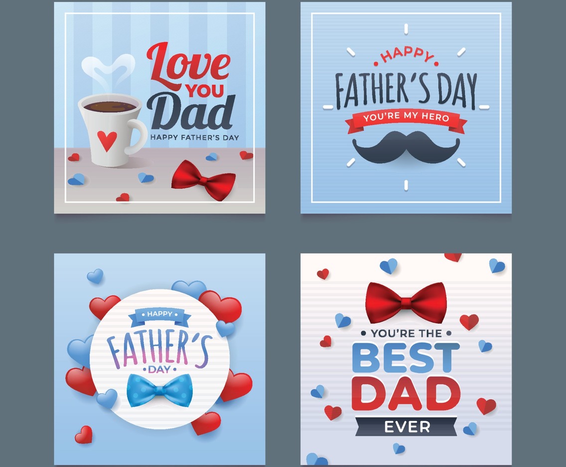 Set of Greeting Card For Fathers Day