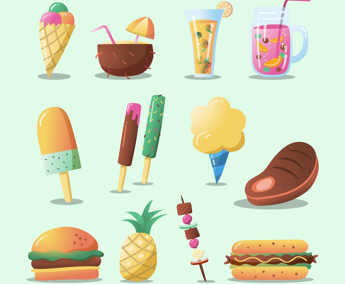 Summer Drink and Food Icon Collection