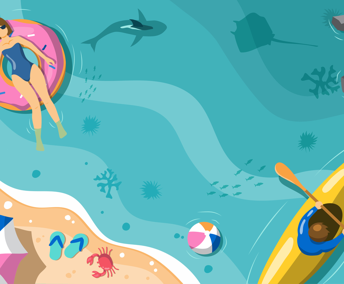 Summer Activity at the Beach Concept