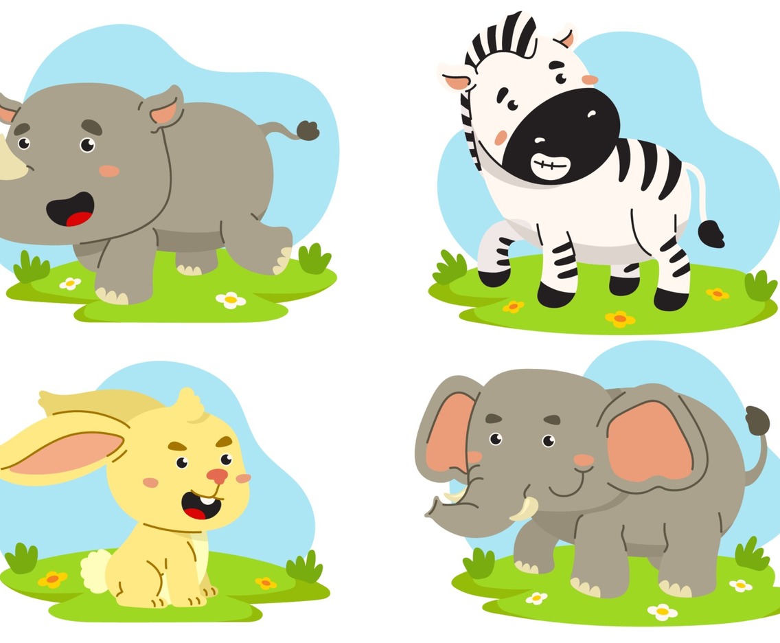 Set of Cute Animal in Cartoon Style
