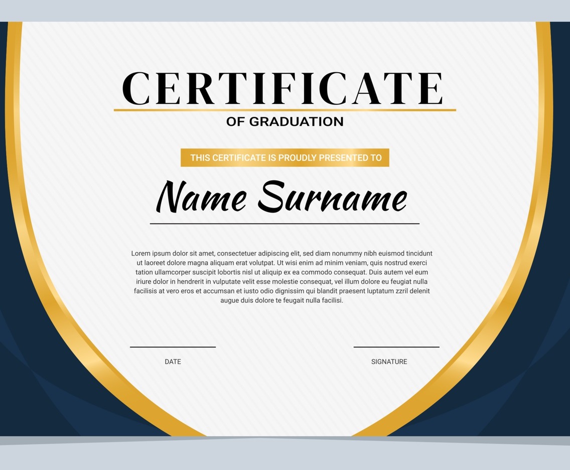 Gold Navy School Graduation Certificate