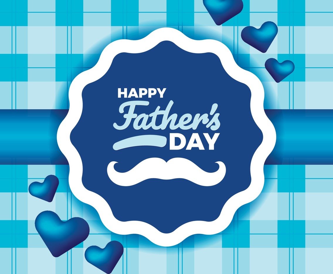Father's Day Label Badge Illustration with Fabric and Moustache