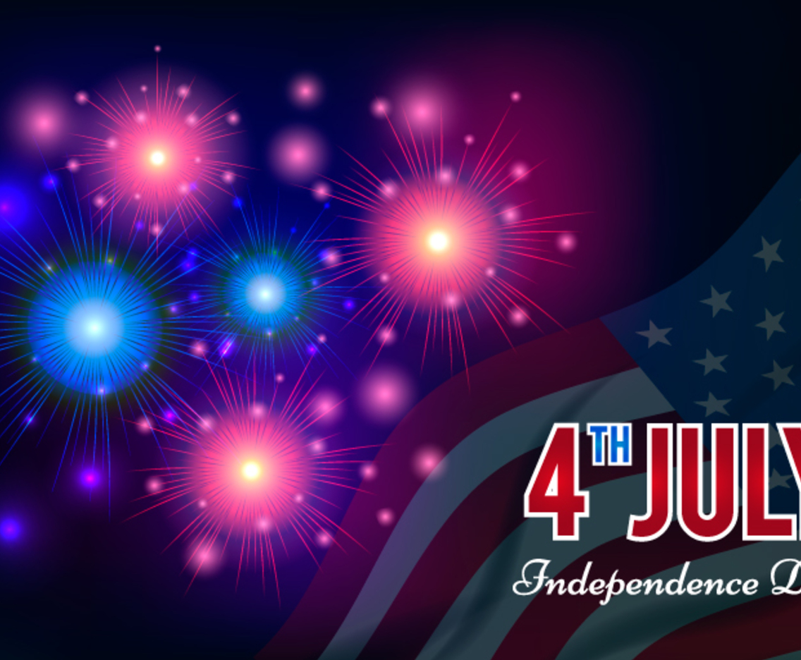 4th July American Independence Day with Realistic Fireworks
